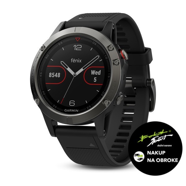 Vsestranska ura Garmin fenix 5 - Slate siva s črnim paščkom